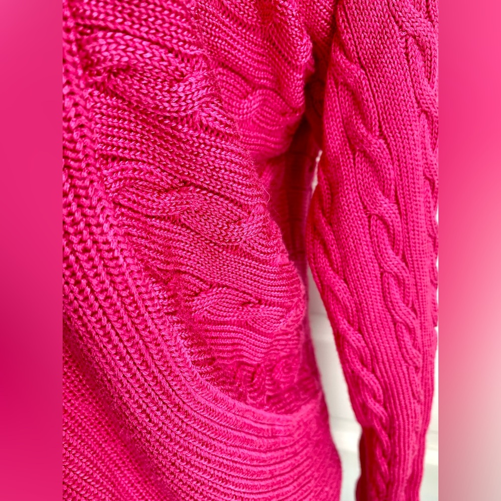 Lauren by Ralph Lauren Hot Pink Cable Knit Cardigan - Picture 5 of 9